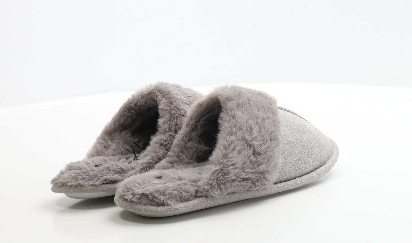 Jeff&Co Womens Grey Polyester Slip On Slipper UK