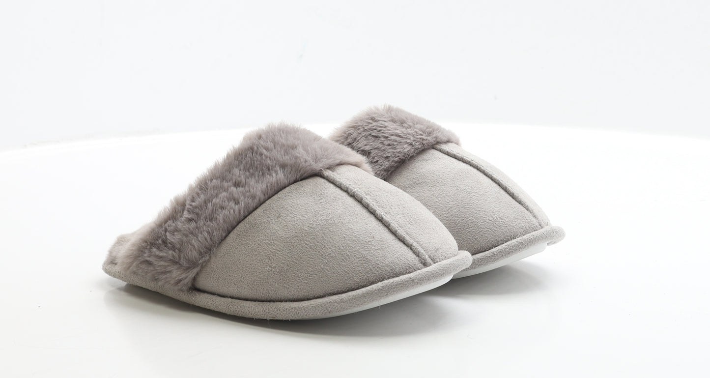 Jeff&Co Womens Grey Polyester Slip On Slipper UK