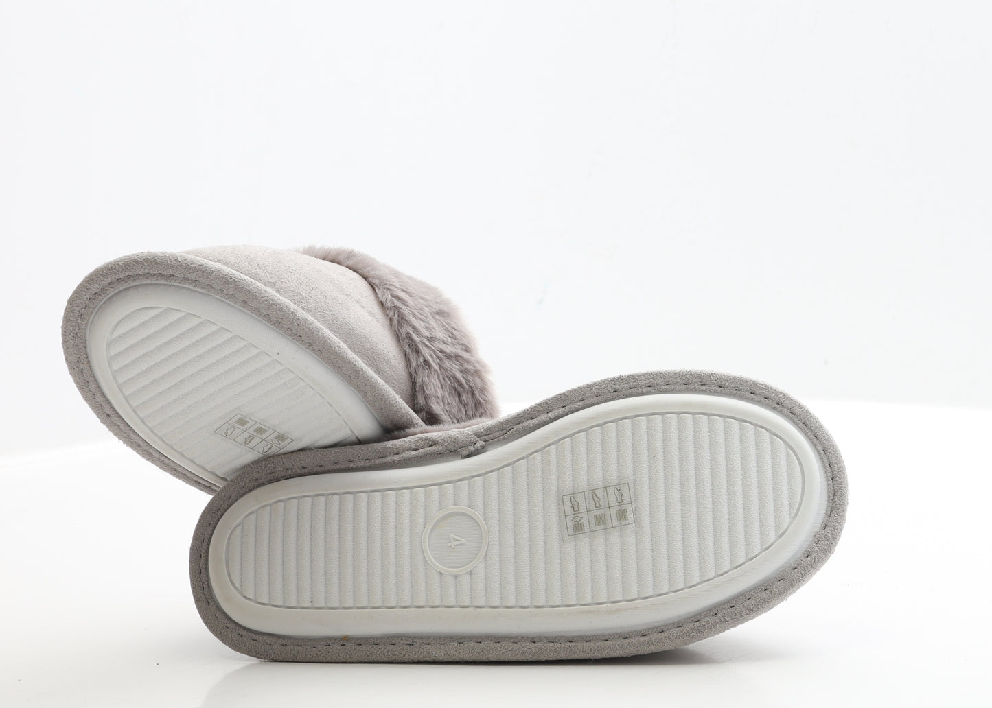 Jeff&Co Womens Grey Polyester Slip On Slipper UK