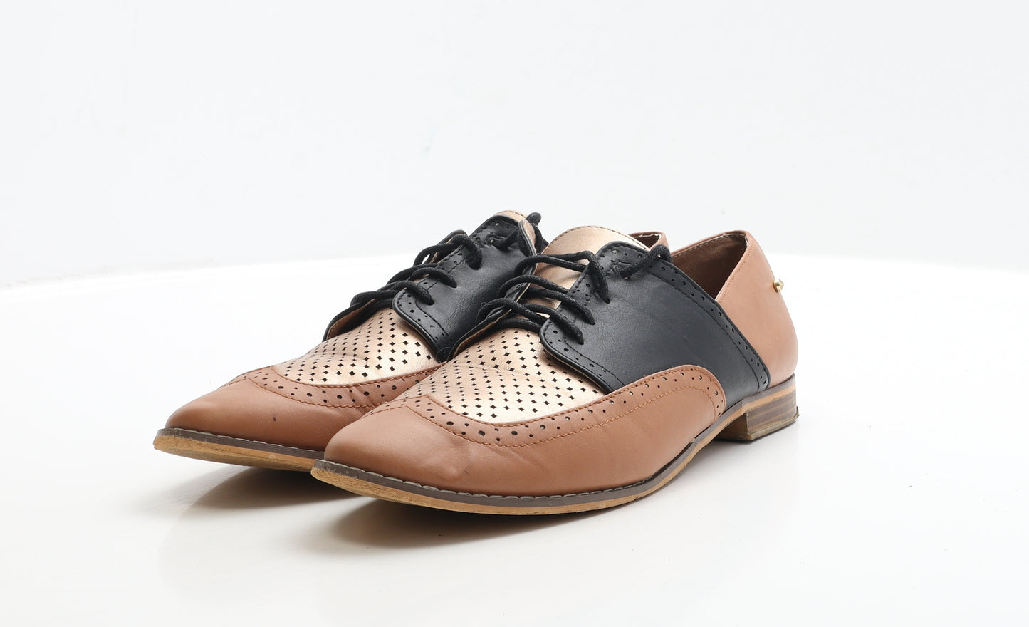 Esoape Womens Brown Faux Leather Flat UK 8 EUR 41