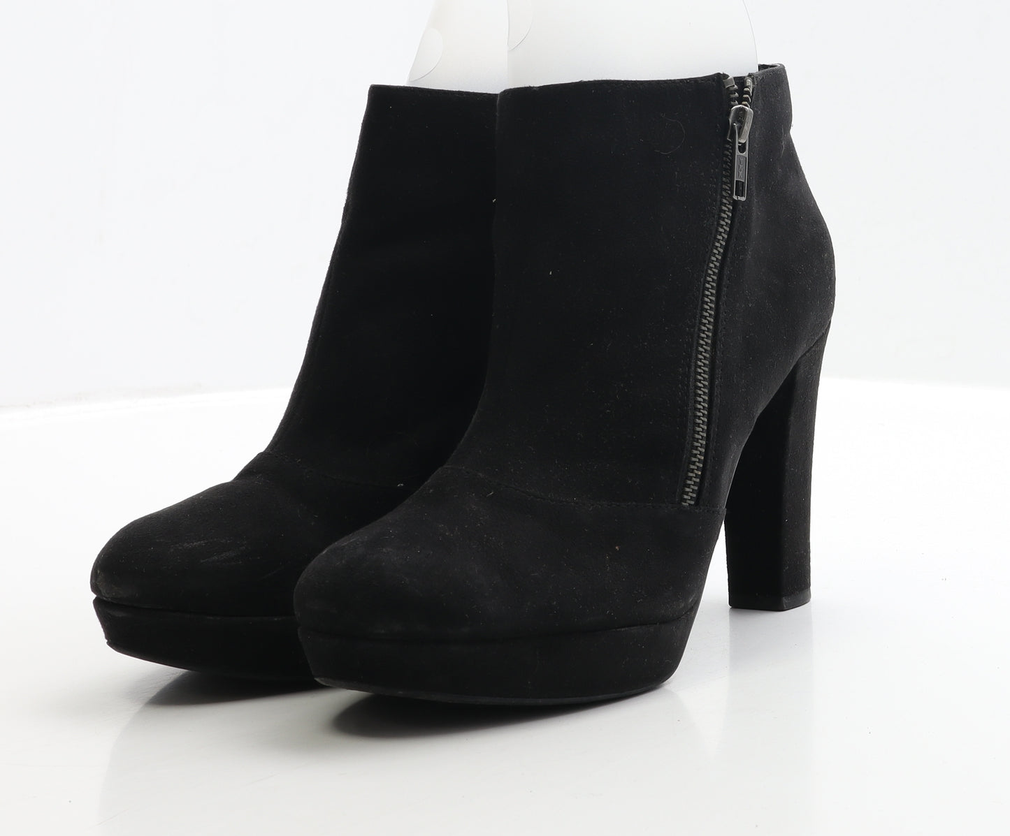 F&F Womens Black Faux Suede Bootie Boot UK 8 EUR 42