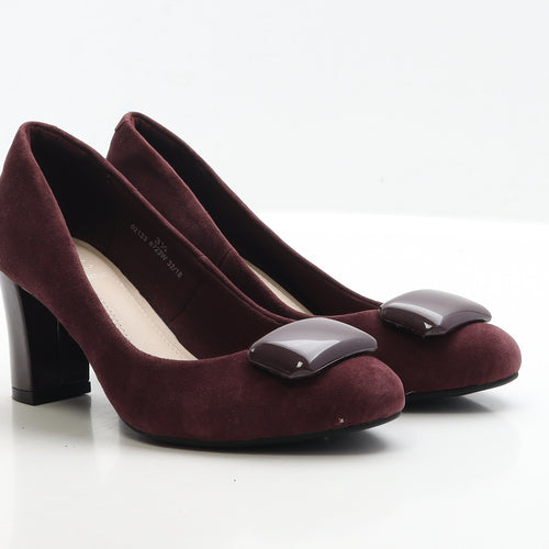Marks and Spencer Womens Red Leather Court Heel UK 3.5 - Wide Fit