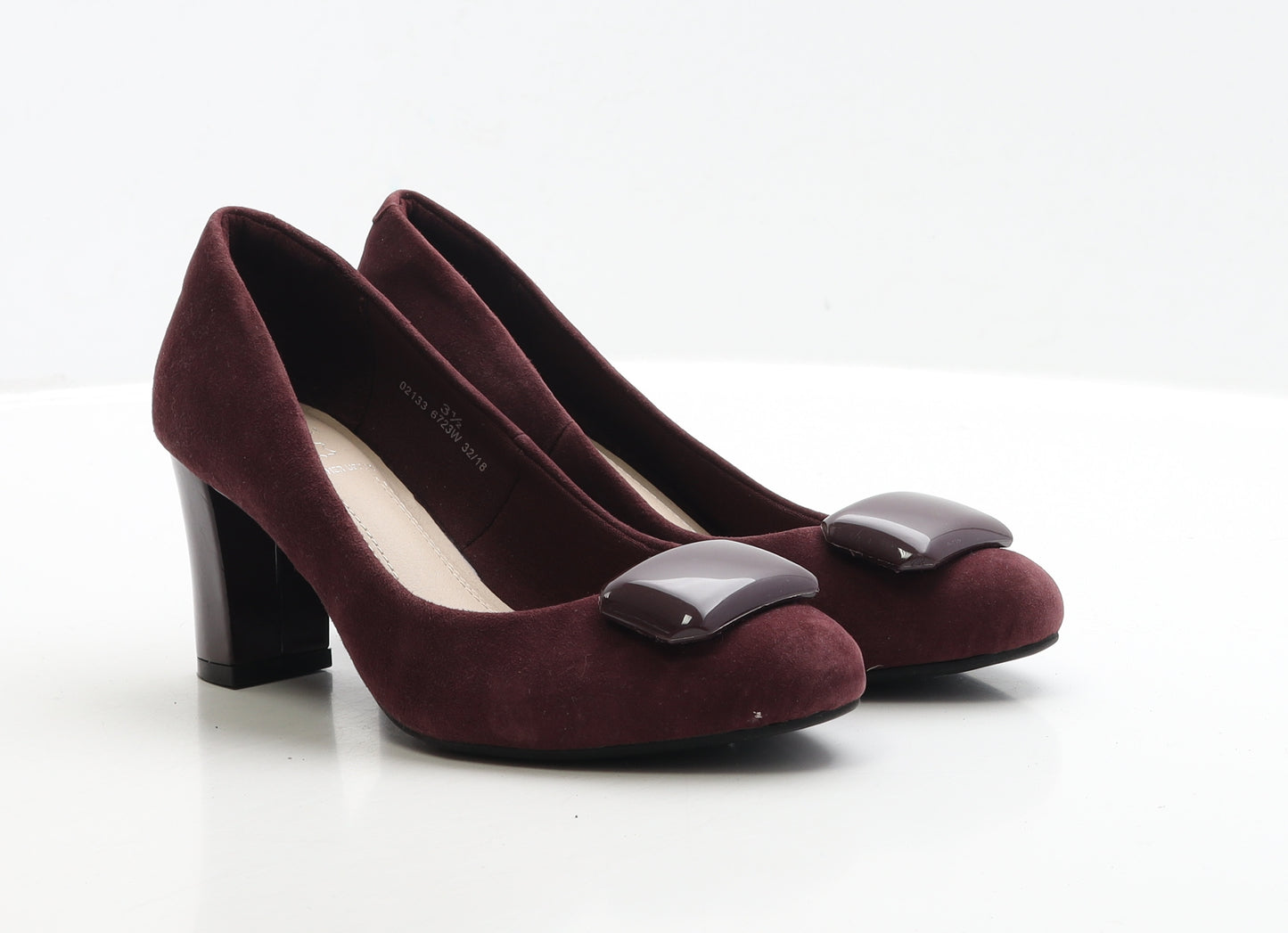 Marks and Spencer Womens Red Leather Court Heel UK 3.5 - Wide Fit