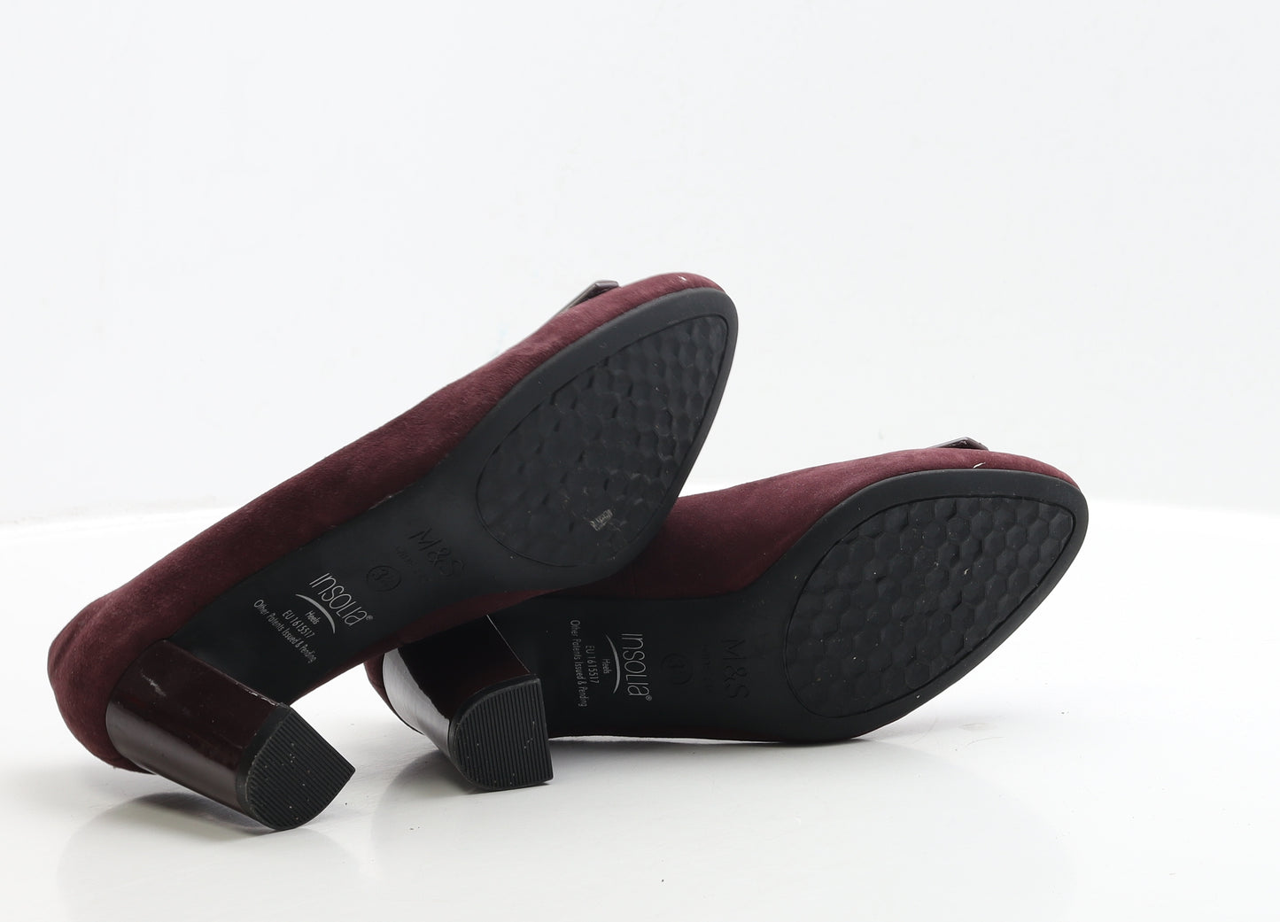 Marks and Spencer Womens Red Leather Court Heel UK 3.5 - Wide Fit
