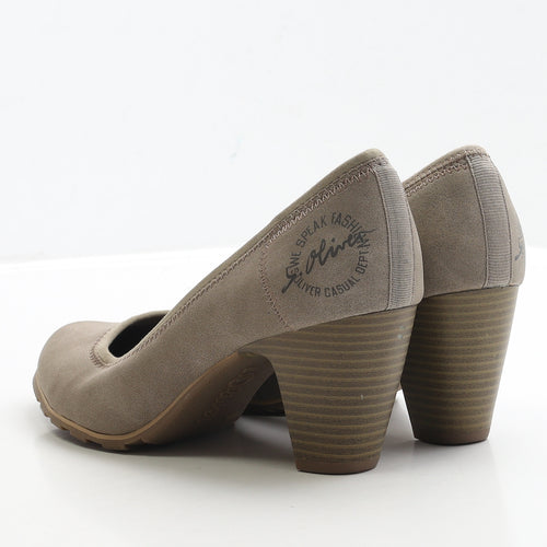 s.Oliver Womens Beige Faux Suede Court Heel UK 7 EUR 40