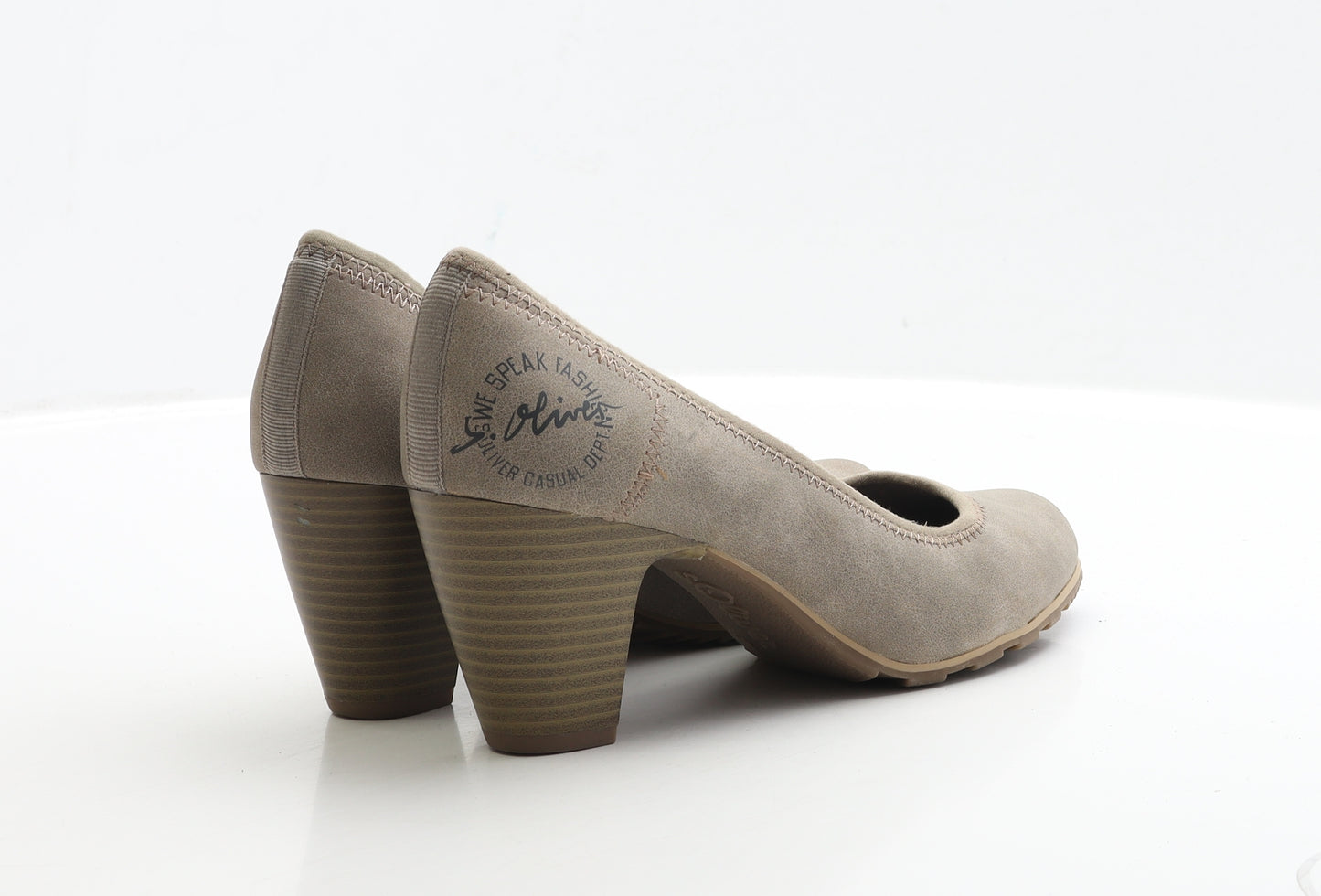 s.Oliver Womens Beige Faux Suede Court Heel UK 7 EUR 40