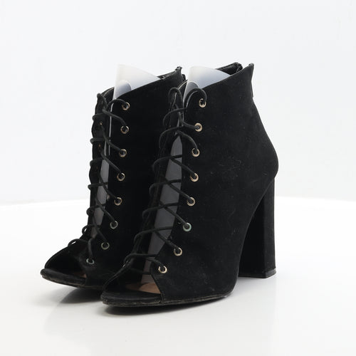 Atmosphere Womens Black Faux Suede Bootie Boot UK 6 EUR 39 - Lace up