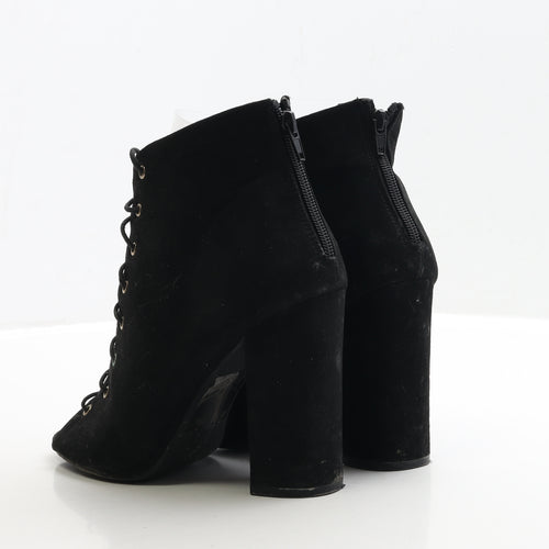 Atmosphere Womens Black Faux Suede Bootie Boot UK 6 EUR 39 - Lace up