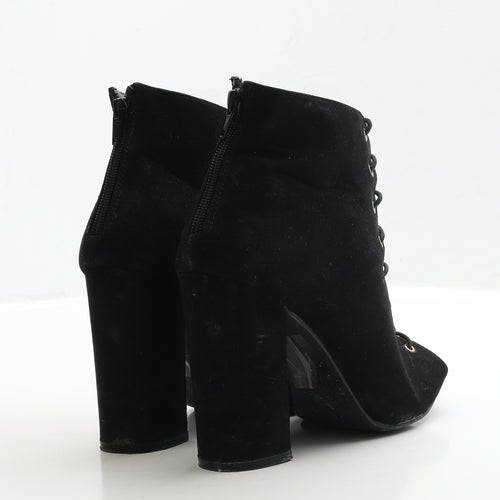 Atmosphere Womens Black Faux Suede Bootie Boot UK 6 EUR 39 - Lace up