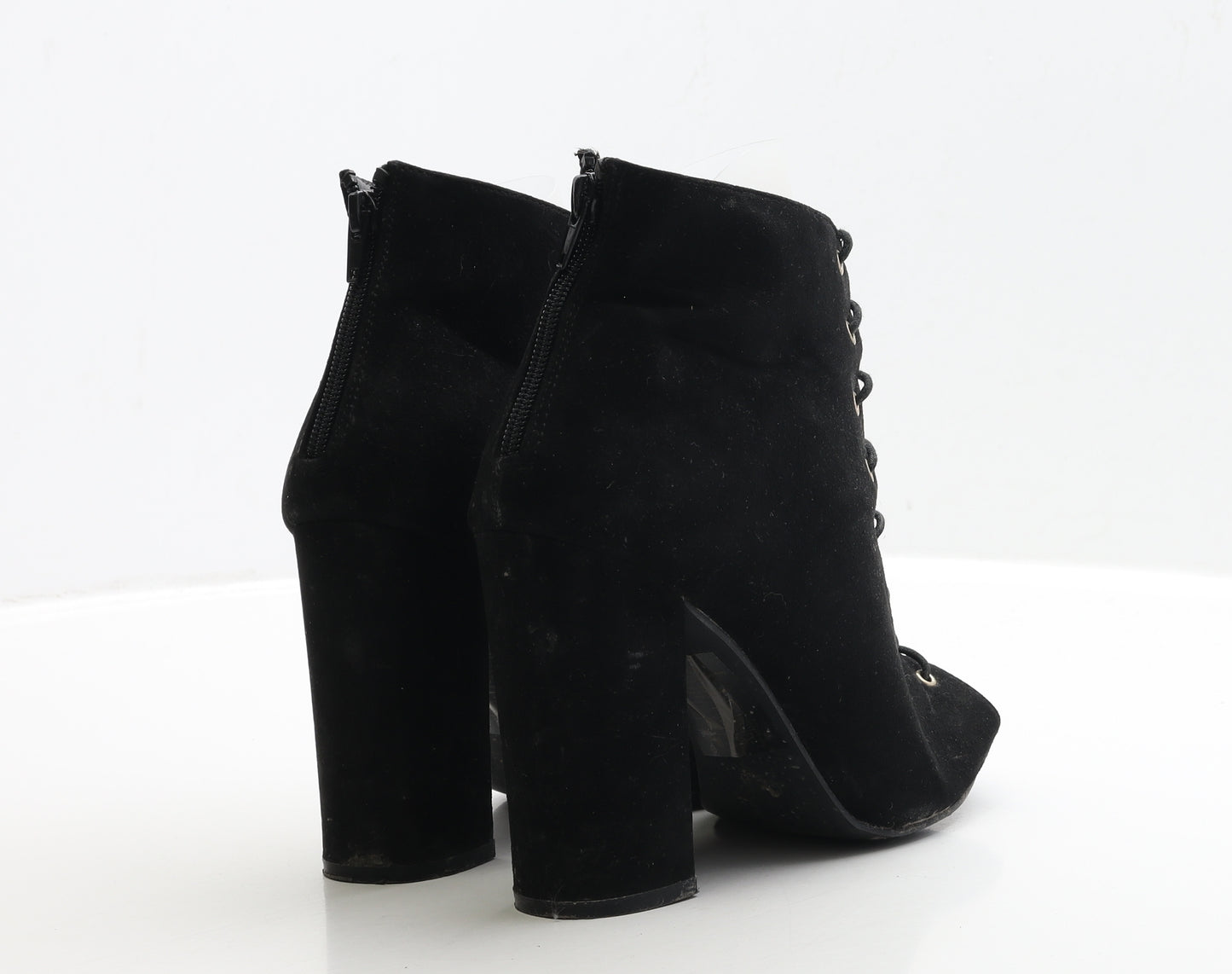 Atmosphere Womens Black Faux Suede Bootie Boot UK 6 EUR 39 - Lace up