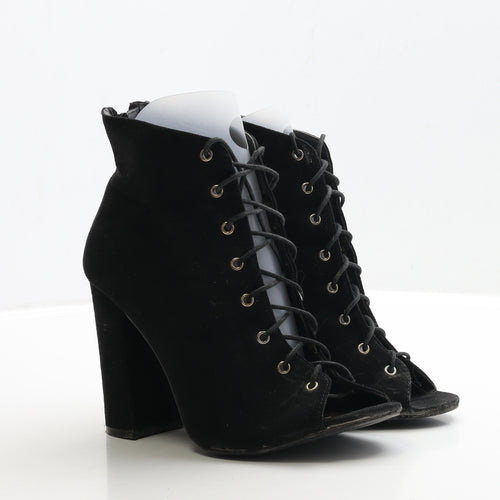 Atmosphere Womens Black Faux Suede Bootie Boot UK 6 EUR 39 - Lace up