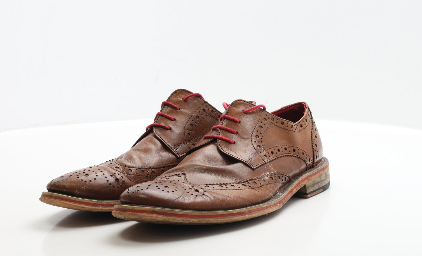 Justin Reece Mens Brown Faux Leather Brogue Dress UK 9 EUR 43