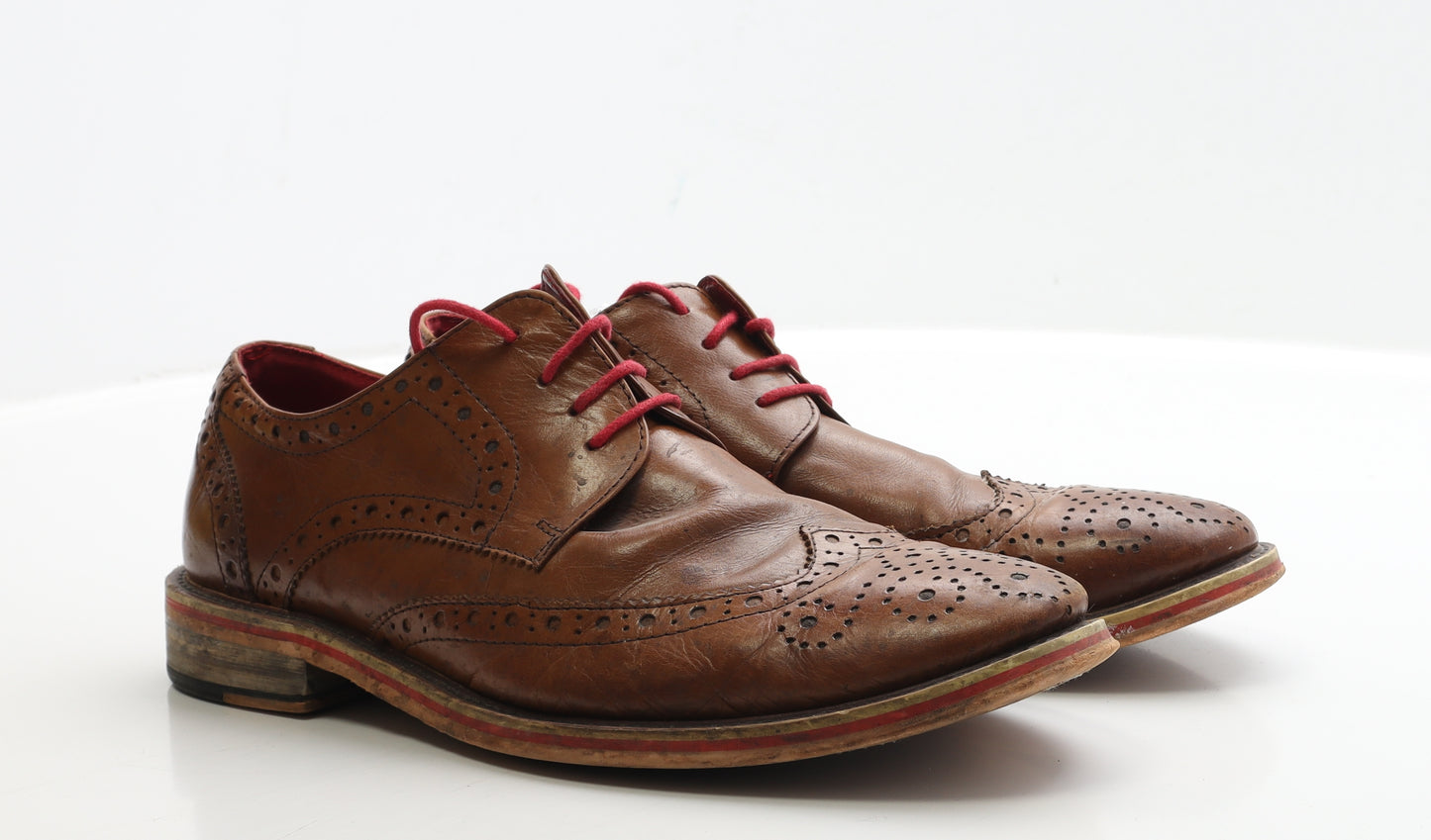 Justin Reece Mens Brown Faux Leather Brogue Dress UK 9 EUR 43