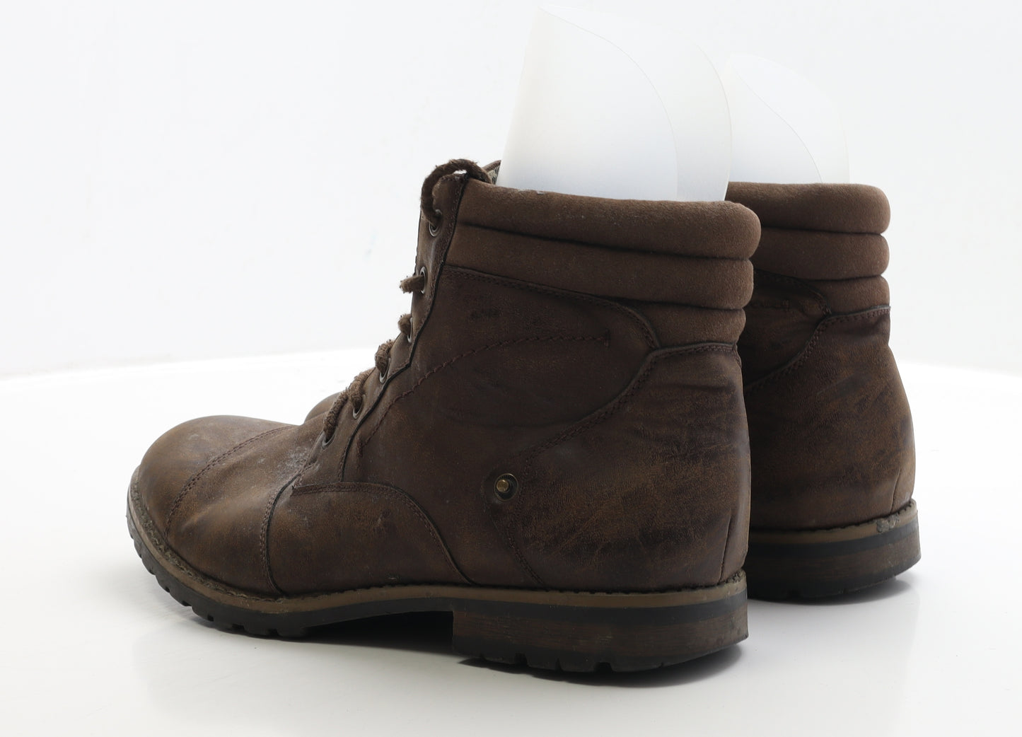Cedar Wood State Mens Brown Faux Leather Biker Boot UK 11 EUR 45