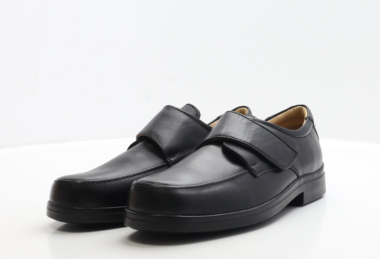 Roamers Mens Black Leather Slip On Casual UK 9