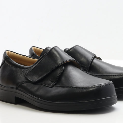 Roamers Mens Black Leather Slip On Casual UK 9