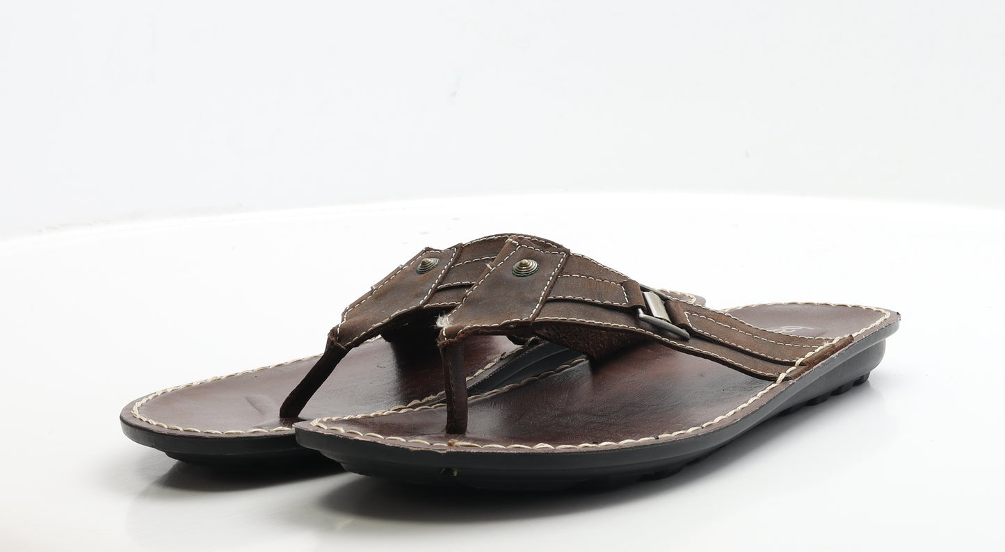 Banti Mens Brown Faux Leather Thong Sandal UK 10 EUR 44