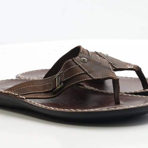 Banti Mens Brown Faux Leather Thong Sandal UK 10 EUR 44