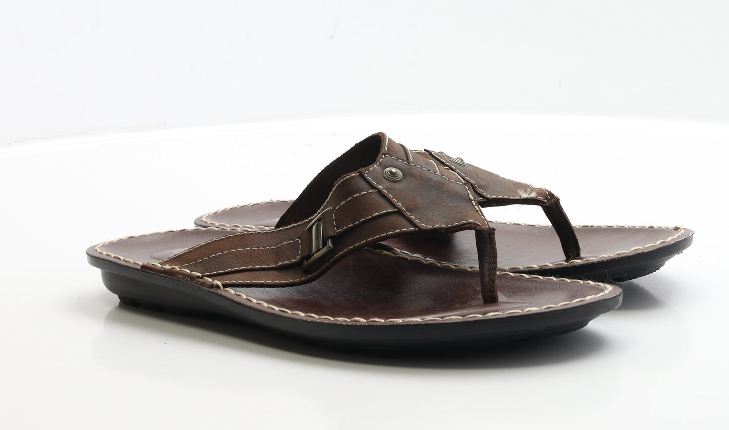 Banti Mens Brown Faux Leather Thong Sandal UK 10 EUR 44