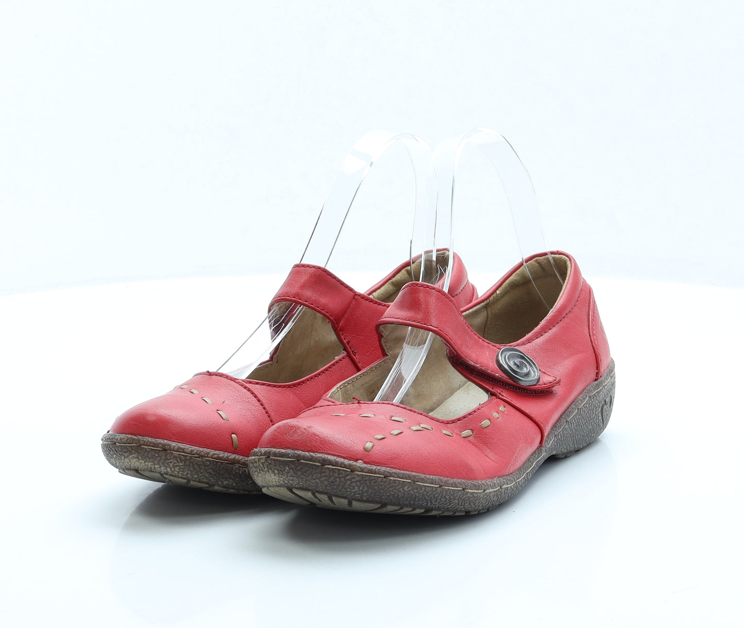 Heavenly Feet Womens Red Faux Leather Slip On Sandal UK 3 EUR 36