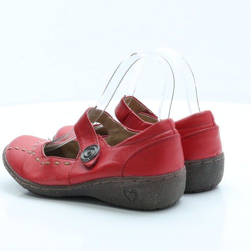Heavenly Feet Womens Red Faux Leather Slip On Sandal UK 3 EUR 36