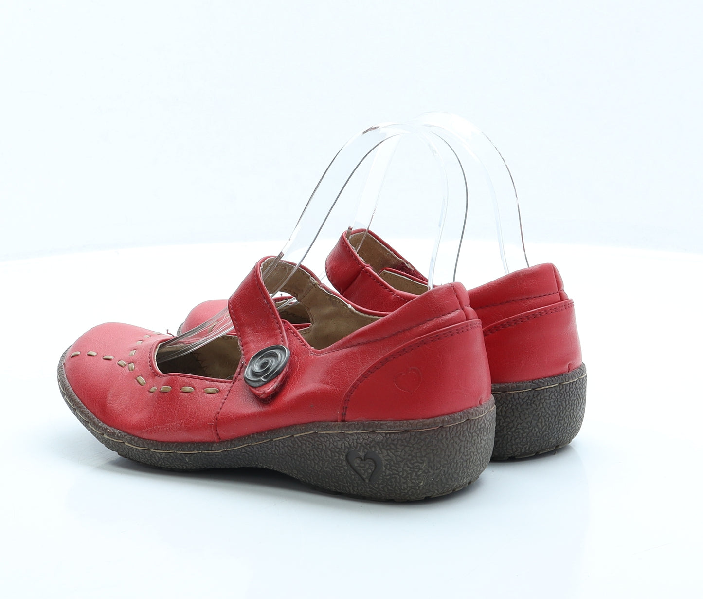 Heavenly Feet Womens Red Faux Leather Slip On Sandal UK 3 EUR 36
