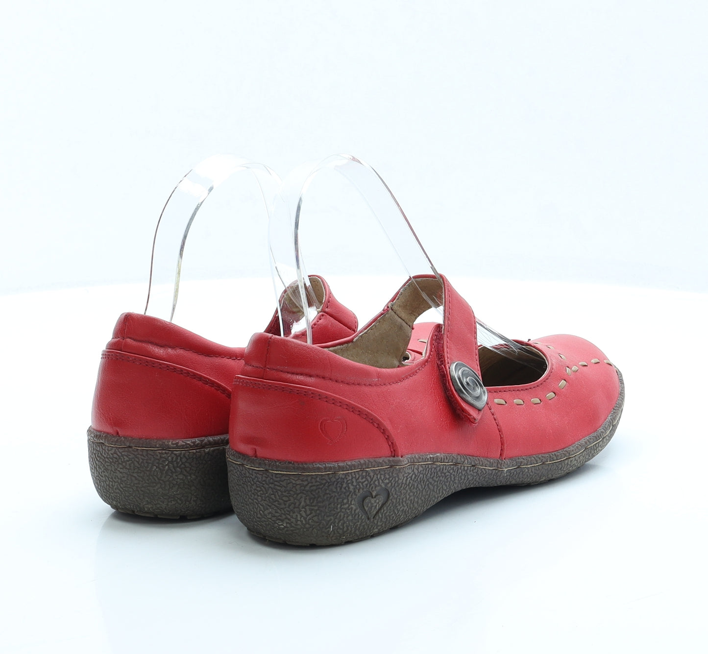 Heavenly Feet Womens Red Faux Leather Slip On Sandal UK 3 EUR 36