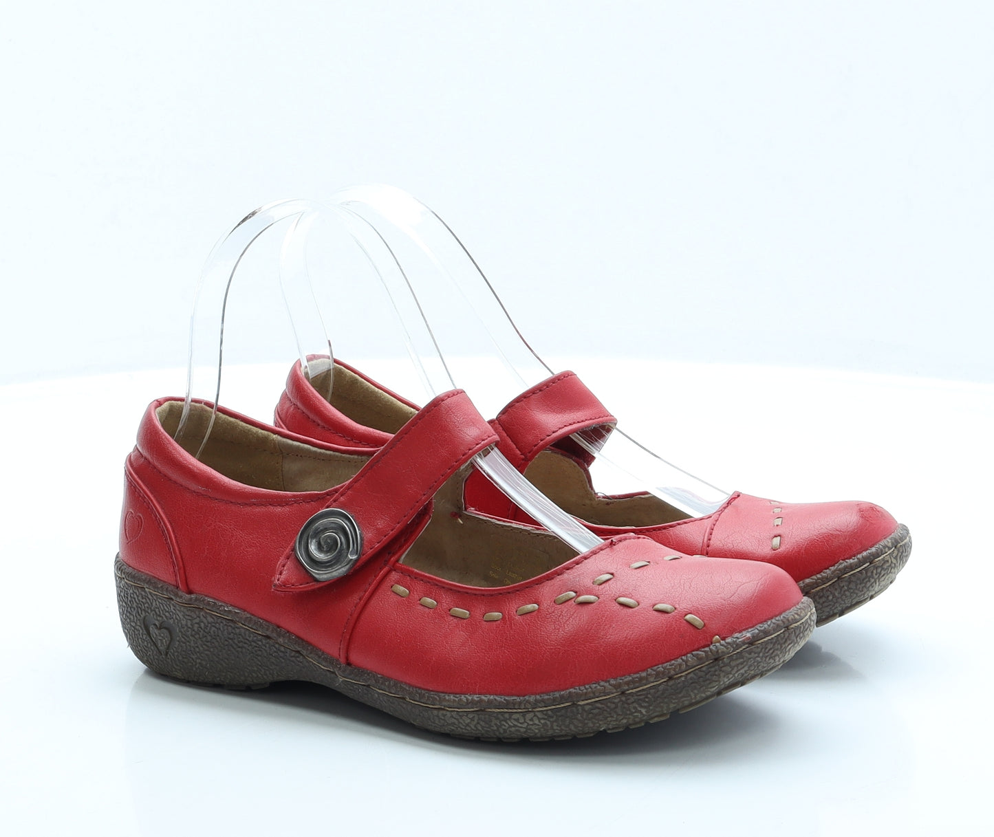 Heavenly Feet Womens Red Faux Leather Slip On Sandal UK 3 EUR 36