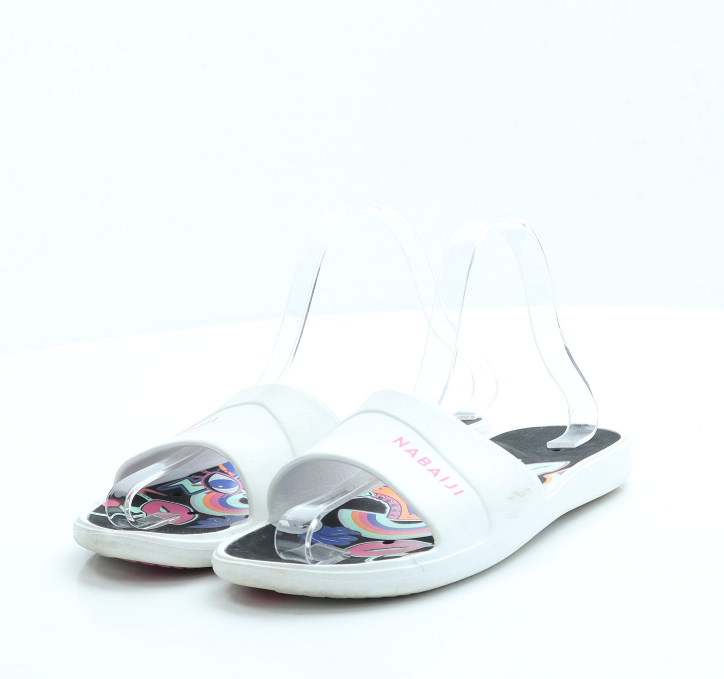 Nabaiji Girls White Rubber Slip On Sandal UK 2.5