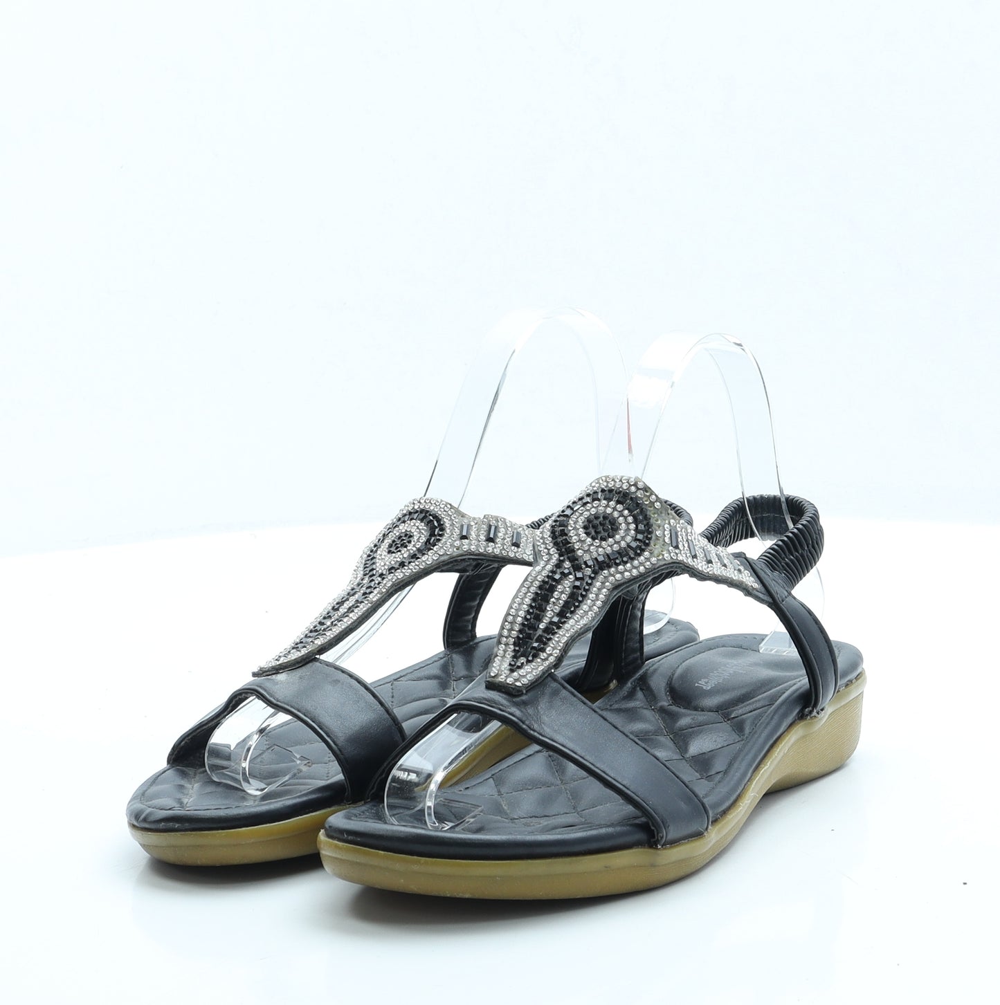 Apple Footwear Womens Black Faux Leather Slingback Sandal UK 5 EUR 38