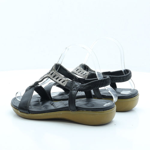 Apple Footwear Womens Black Faux Leather Slingback Sandal UK 5 EUR 38