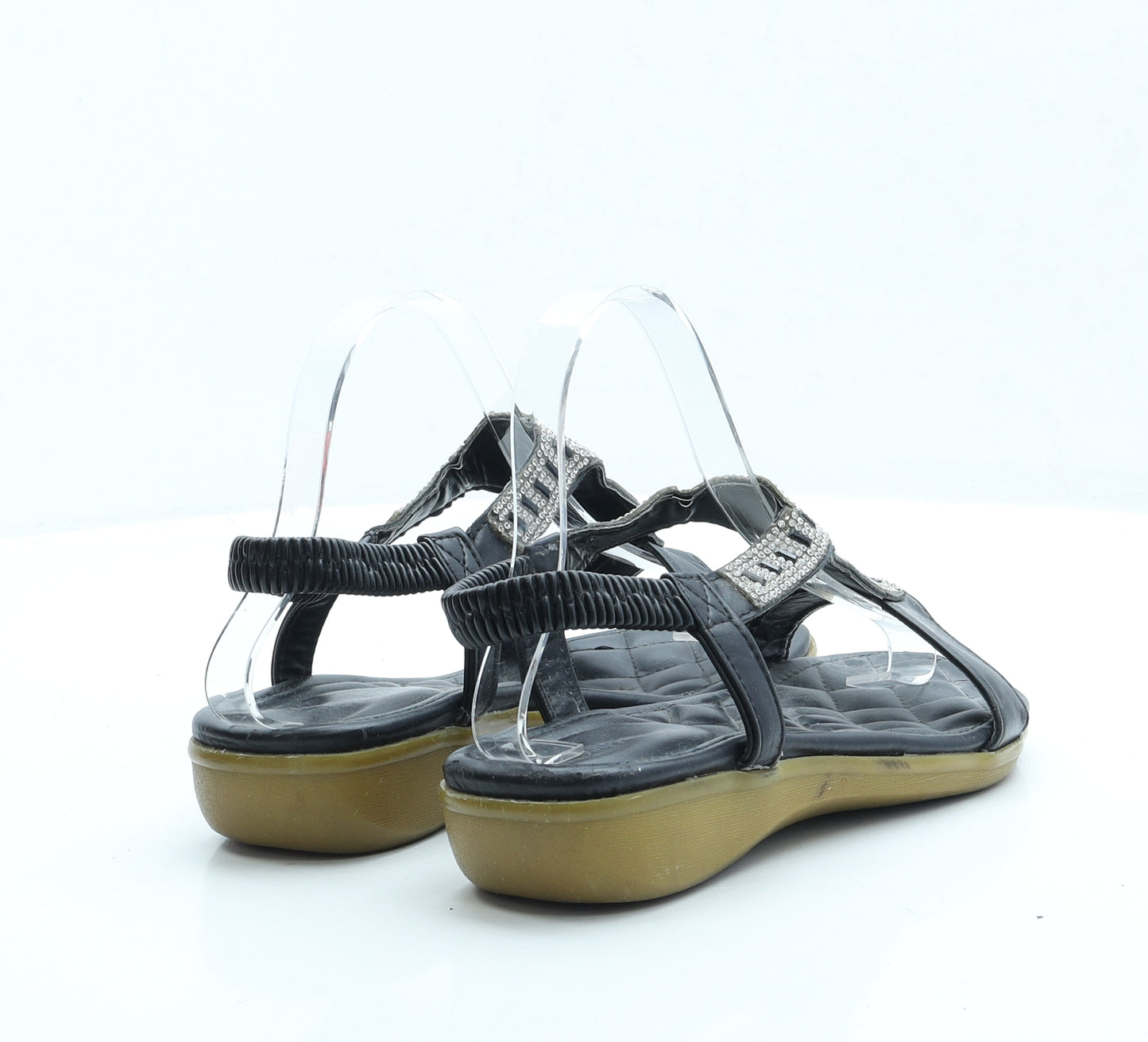 Apple Footwear Womens Black Faux Leather Slingback Sandal UK 5 EUR 38