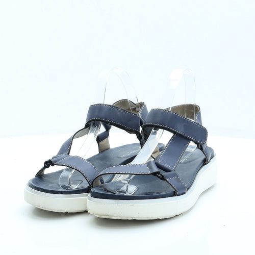 Heavenly Feet Womens Blue Faux Leather Strappy Sandal UK 7 EUR 40