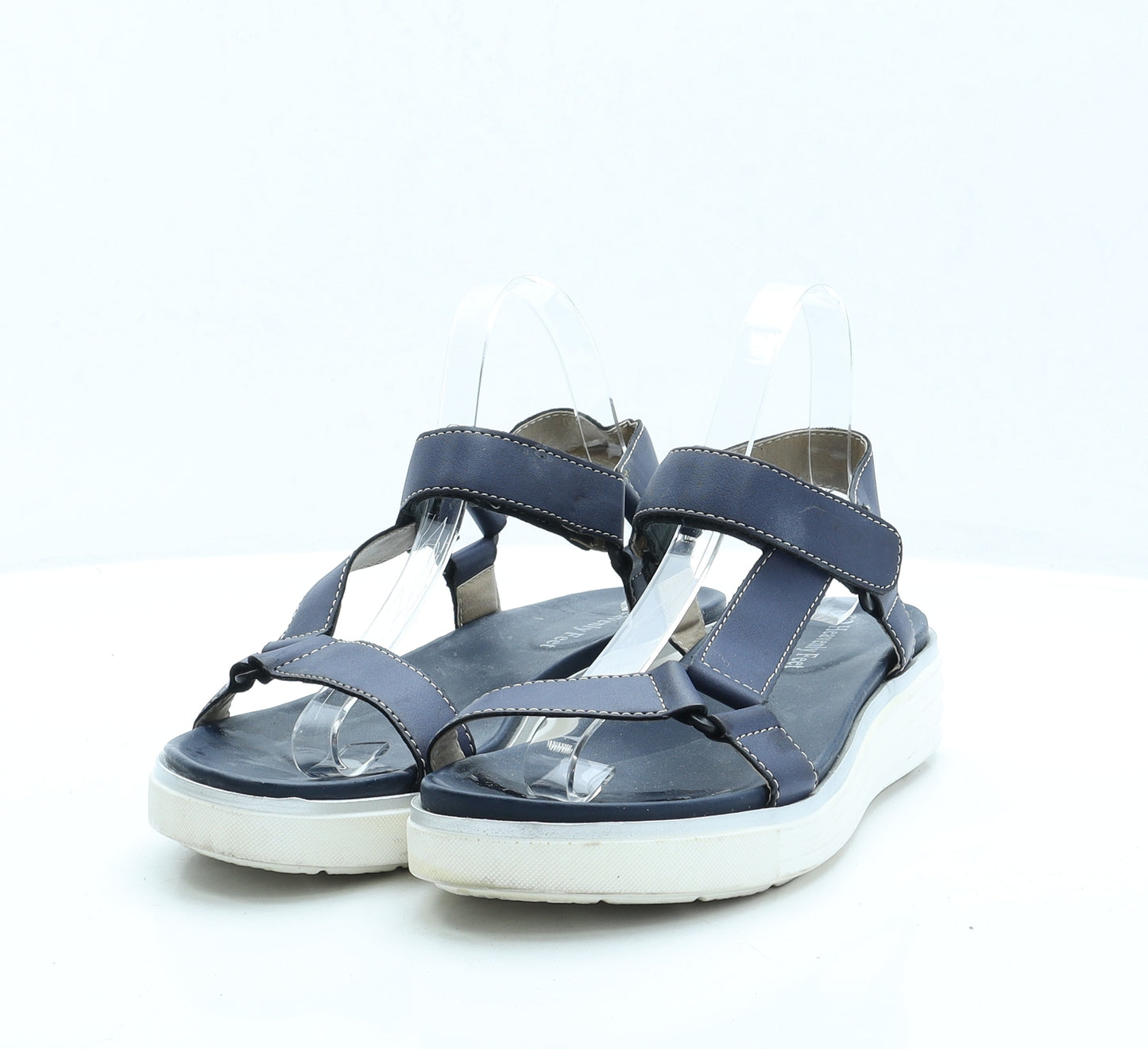 Heavenly Feet Womens Blue Faux Leather Strappy Sandal UK 7 EUR 40
