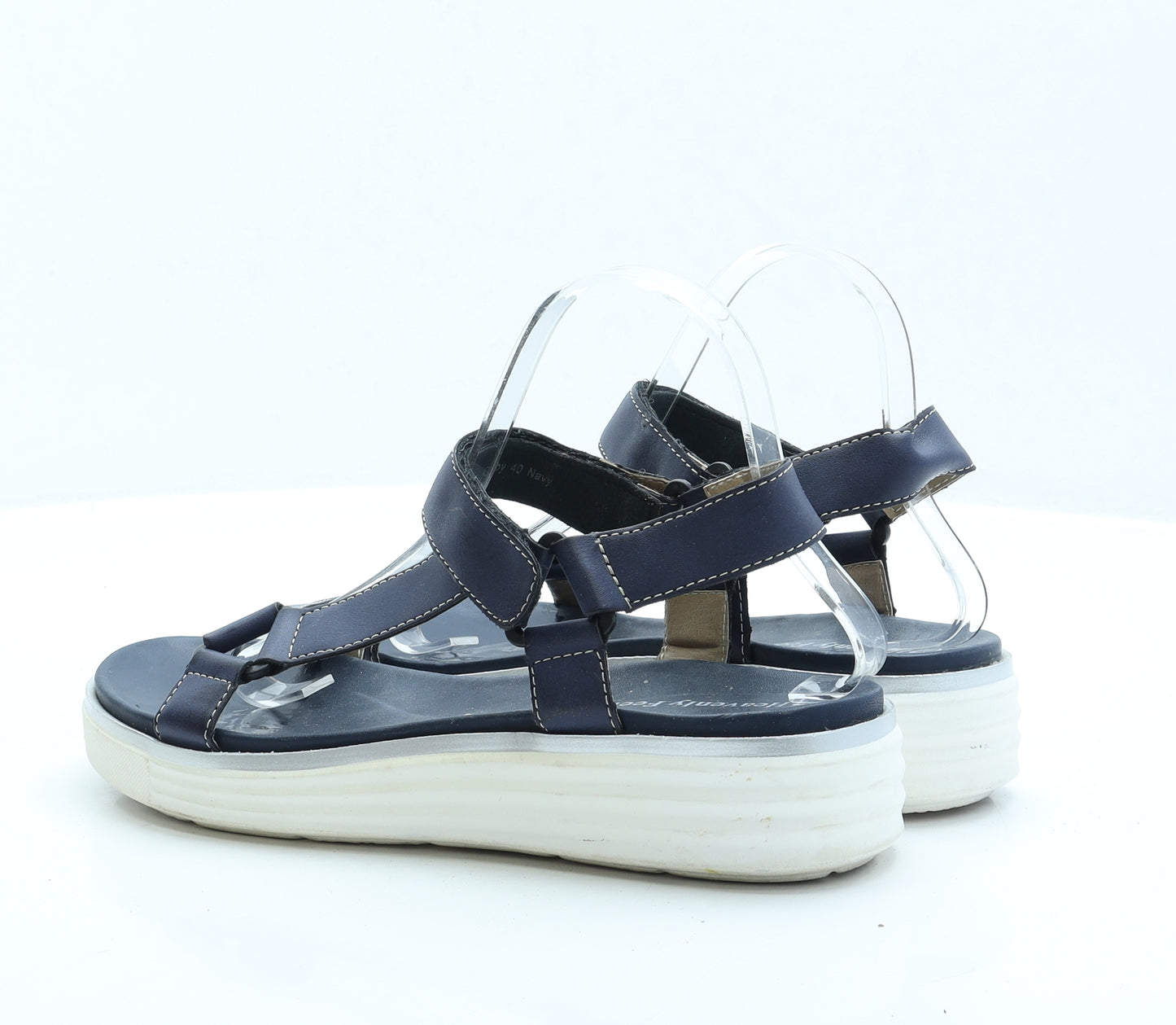 Heavenly Feet Womens Blue Faux Leather Strappy Sandal UK 7 EUR 40