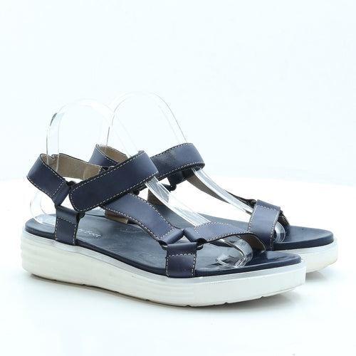 Heavenly Feet Womens Blue Faux Leather Strappy Sandal UK 7 EUR 40