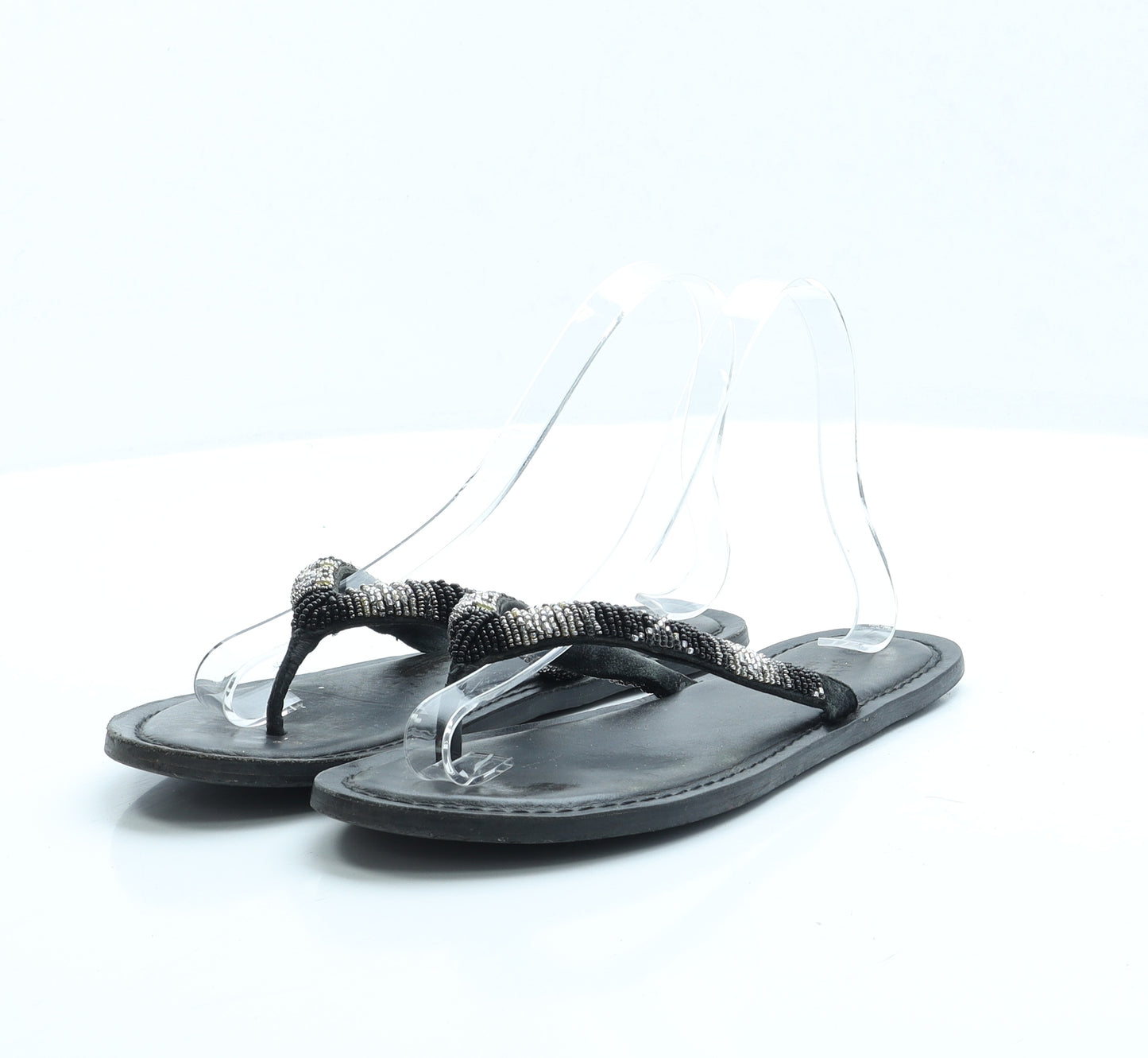 Fat Face Womens Black Polyester Thong Sandal UK 4 EUR 37