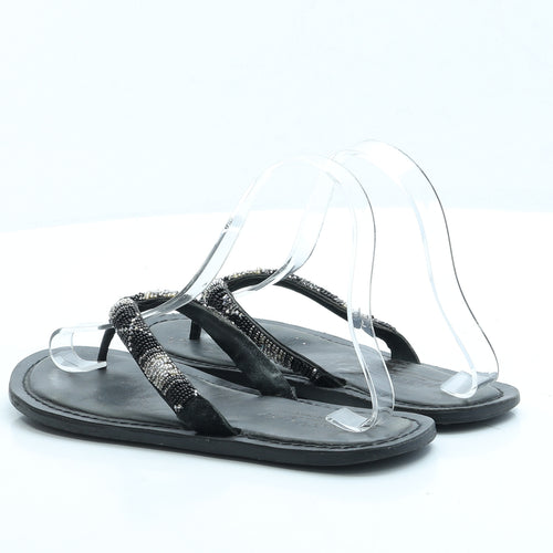 Fat Face Womens Black Polyester Thong Sandal UK 4 EUR 37