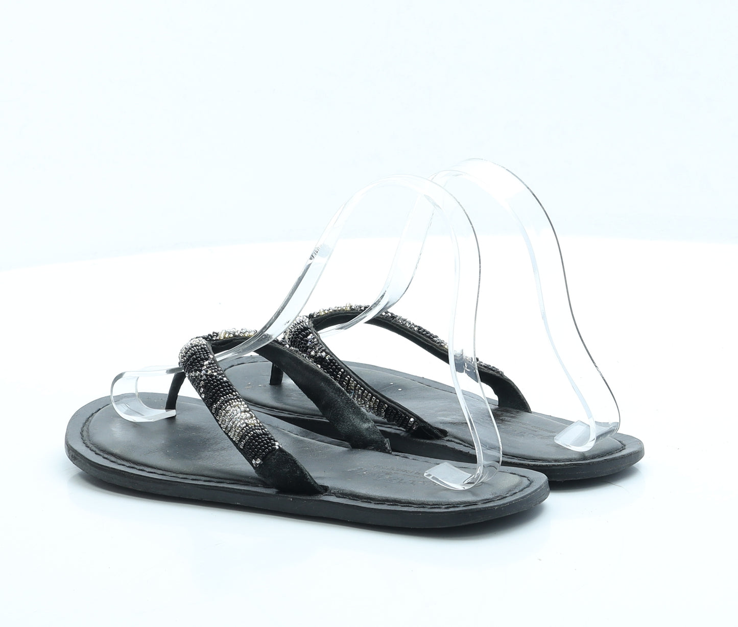 Fat Face Womens Black Polyester Thong Sandal UK 4 EUR 37