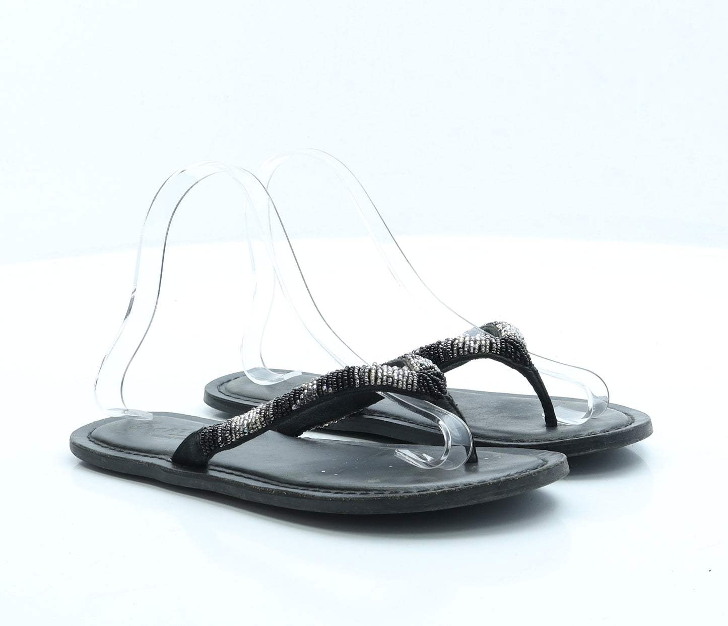 Fat Face Womens Black Polyester Thong Sandal UK 4 EUR 37
