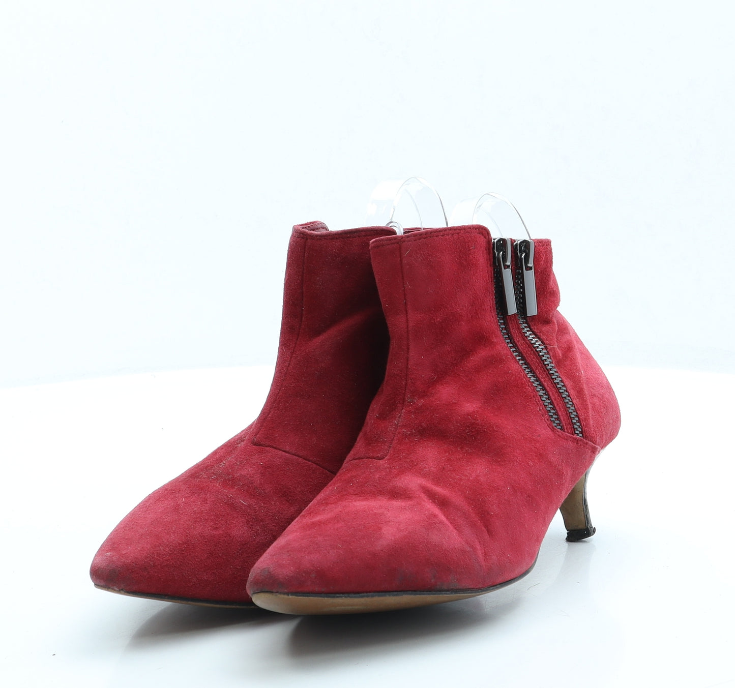 Marks and Spencer Womens Red Faux Suede Bootie Boot UK 6