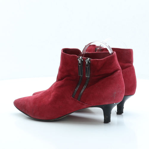 Marks and Spencer Womens Red Faux Suede Bootie Boot UK 6