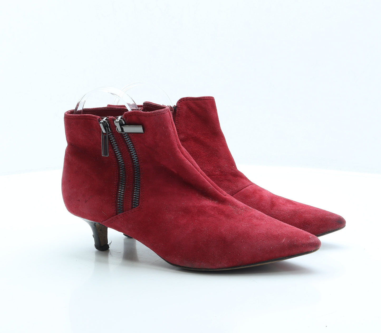 Marks and Spencer Womens Red Faux Suede Bootie Boot UK 6