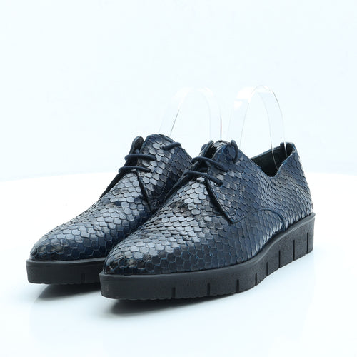 Perlato Womens Blue Animal Print Faux Leather Loafer Flat UK 7 EUR 40