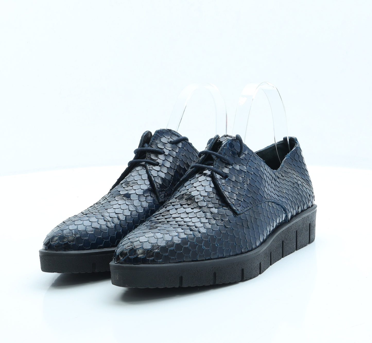 Perlato Womens Blue Animal Print Faux Leather Loafer Flat UK 7 EUR 40