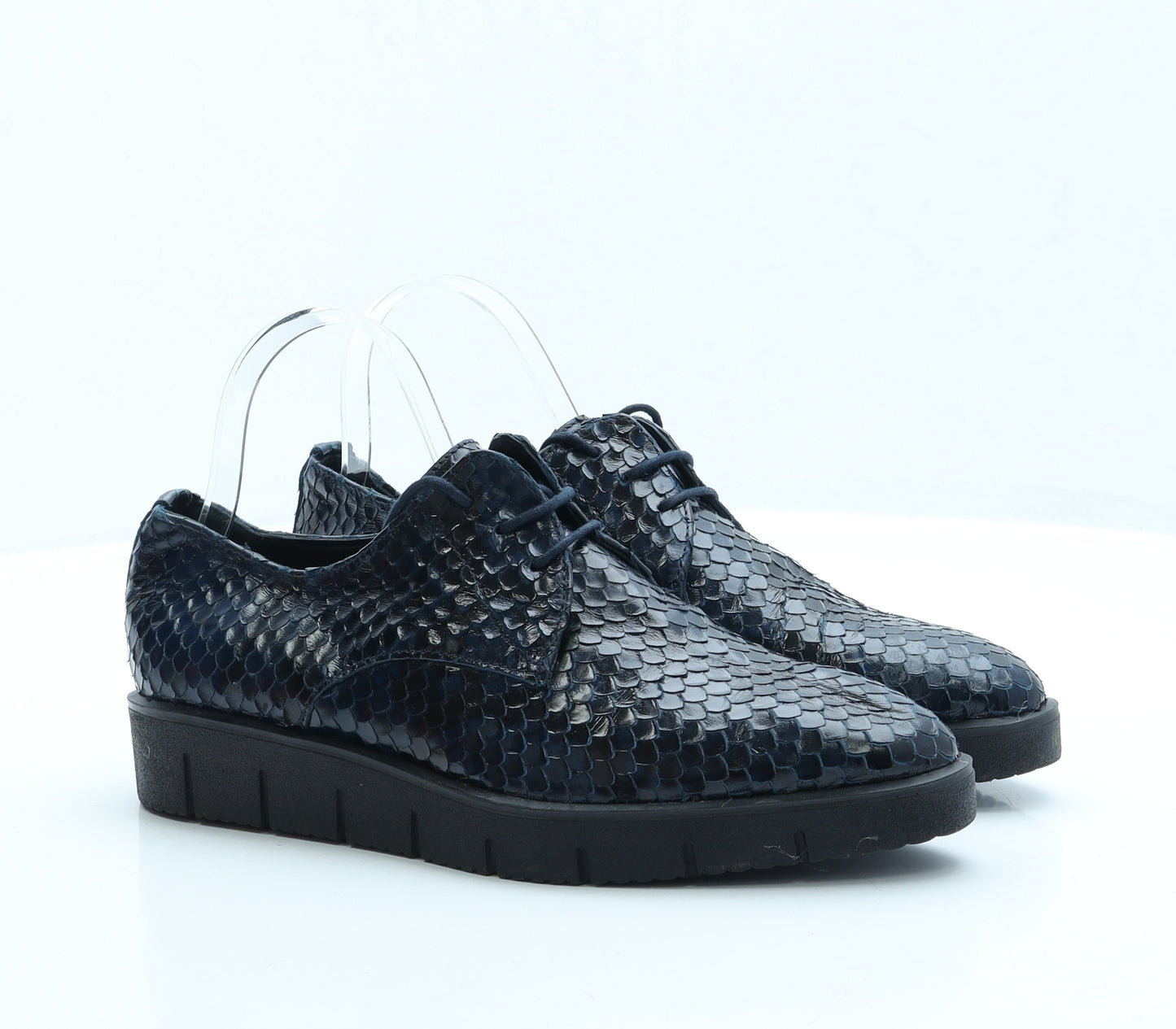 Perlato Womens Blue Animal Print Faux Leather Loafer Flat UK 7 EUR 40