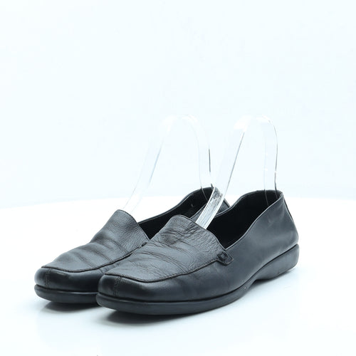 Preworn Womens Black Faux Leather Loafer Flat UK 5