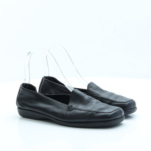 Preworn Womens Black Faux Leather Loafer Flat UK 5