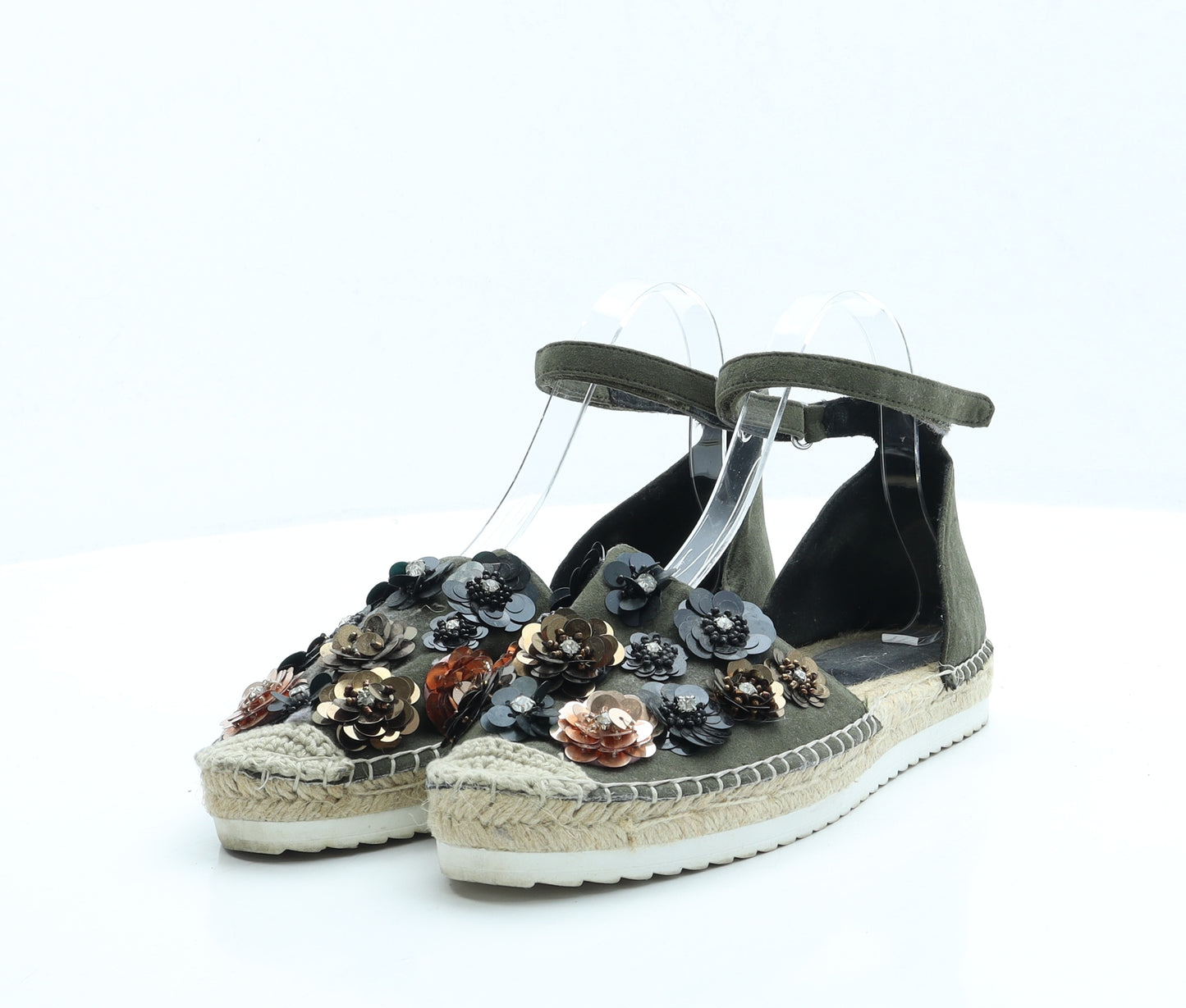 NEXT Womens Green Polyester Espadrille Sandal UK 5 EUR 38