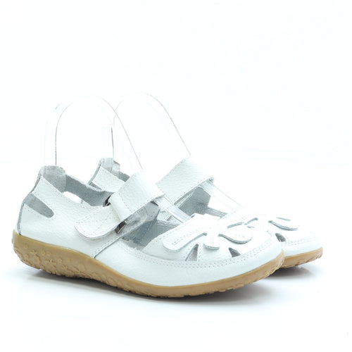 Avenue Womens White Faux Leather Flat Sandal UK 4